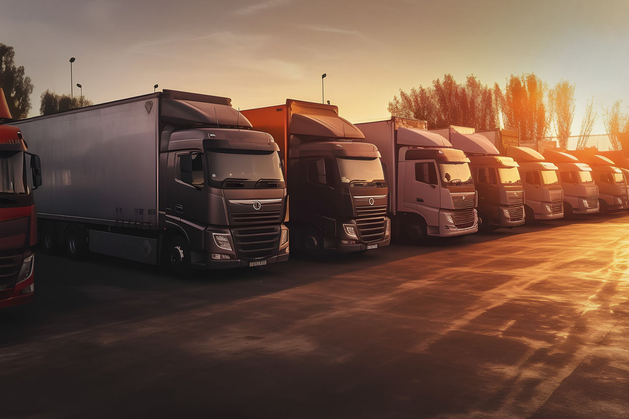 Trucks parking in a rest area